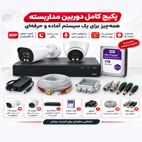 Picture7 پکیج کامل 4کانال 4K دوربین مداربسته 2 دوربین، آماده نصب، دارای سرور داخلی - تصویر 1